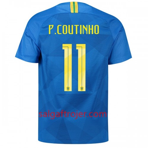Brasilien Fodboldtrøjer P.Coutinho 11 Udebanesæt VM 2018 Brasilien Fodboldtrøjer P.Coutinho 11 Udebanesæt VM 2018